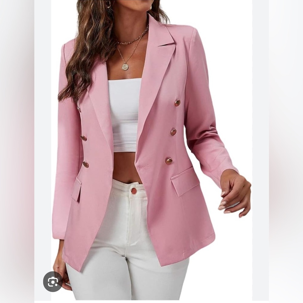 Shein Pink Double Breasted Blazer Size Medium